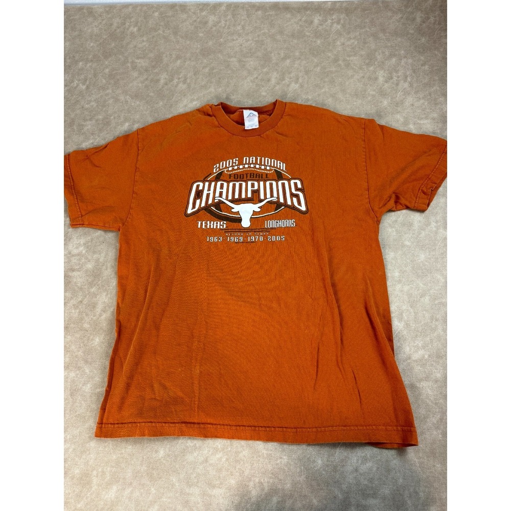 AAA Mens Texas Longhorns 2005 National Champions Short‎ Sleeve Orange Shirt XL